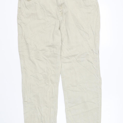 TU Mens Beige Cotton Straight Jeans Size 16 L27 in Regular Zip