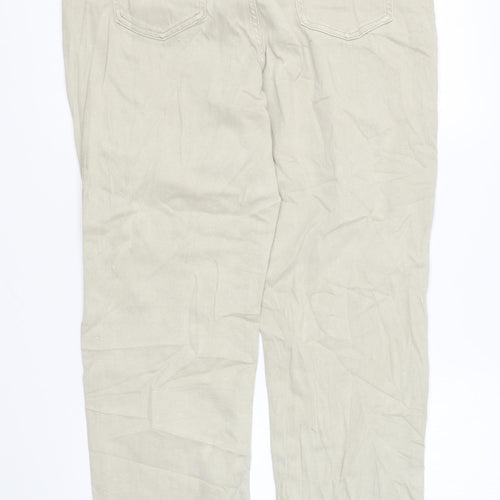 TU Mens Beige Cotton Straight Jeans Size 16 L27 in Regular Zip