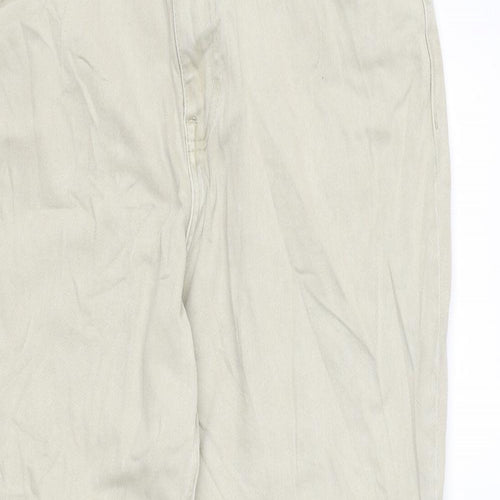 TU Mens Beige Cotton Straight Jeans Size 16 L27 in Regular Zip