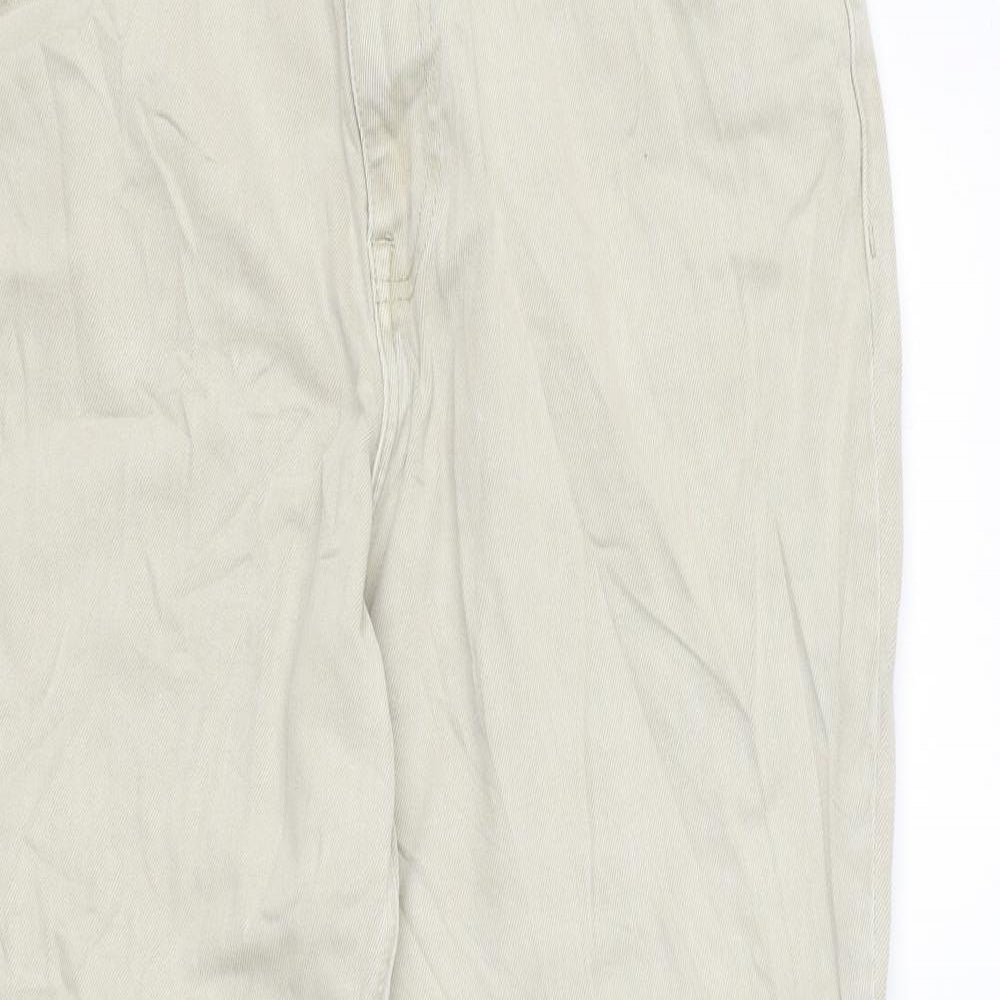 TU Mens Beige Cotton Straight Jeans Size 16 L27 in Regular Zip