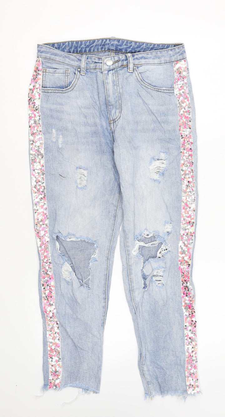 Preworn Womens Blue Cotton Skinny Jeans Size 8 L23 in Regular Zip