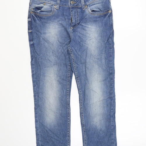 Indigo Womens Blue Cotton Cropped Jeans Size 32 in L21 in Regular Zip