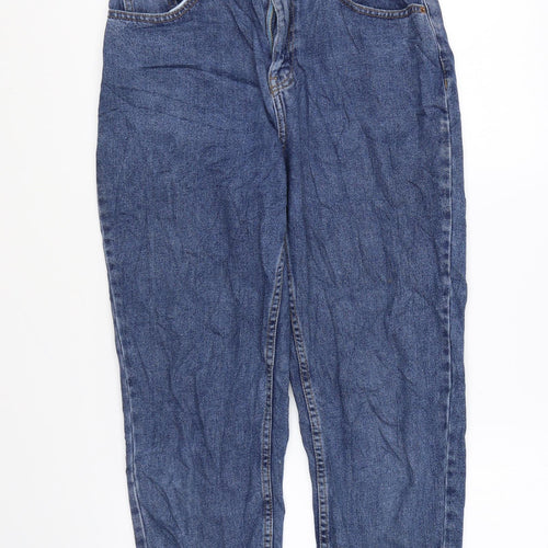 Denim & Co. Womens Blue Cotton Tapered Jeans Size 10 L25 in Regular Zip