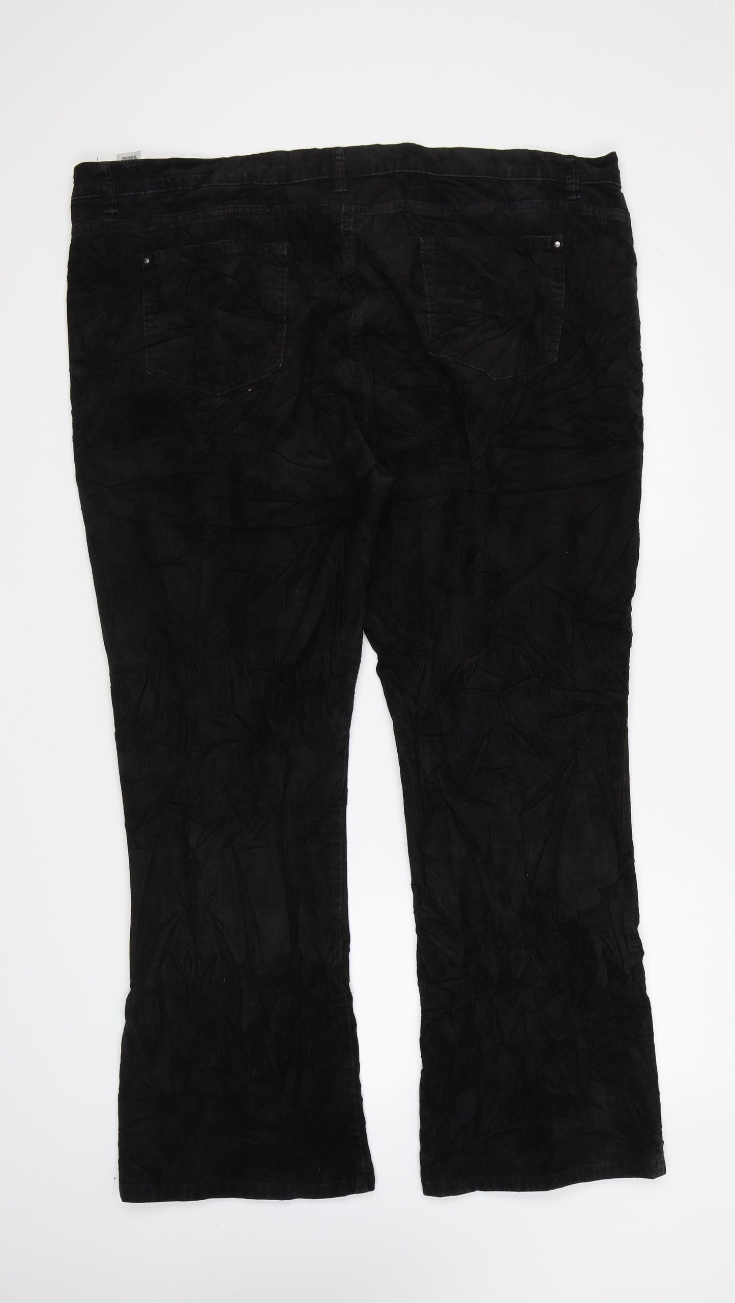 Marks and Spencer Womens Black Cotton Trousers Size 24 L27 in Regular Zip
