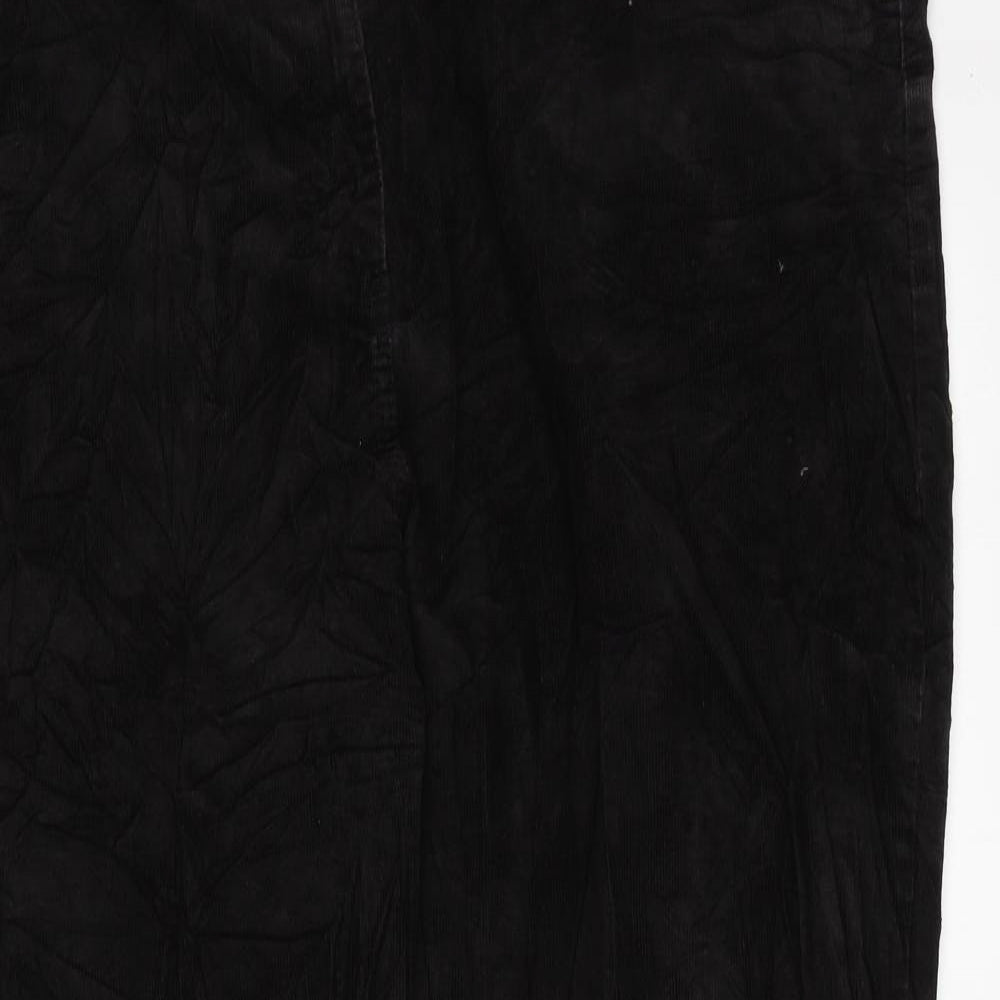 Marks and Spencer Womens Black Cotton Trousers Size 24 L27 in Regular Zip
