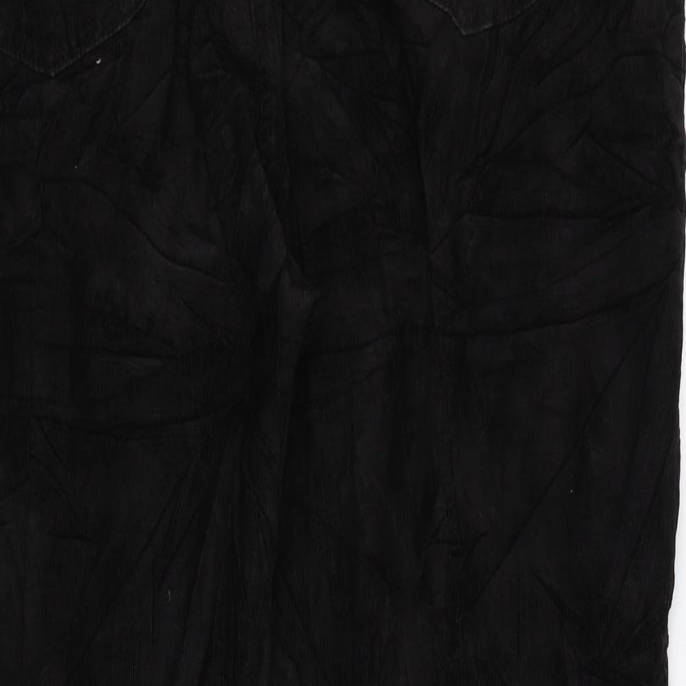 Marks and Spencer Womens Black Cotton Trousers Size 24 L27 in Regular Zip