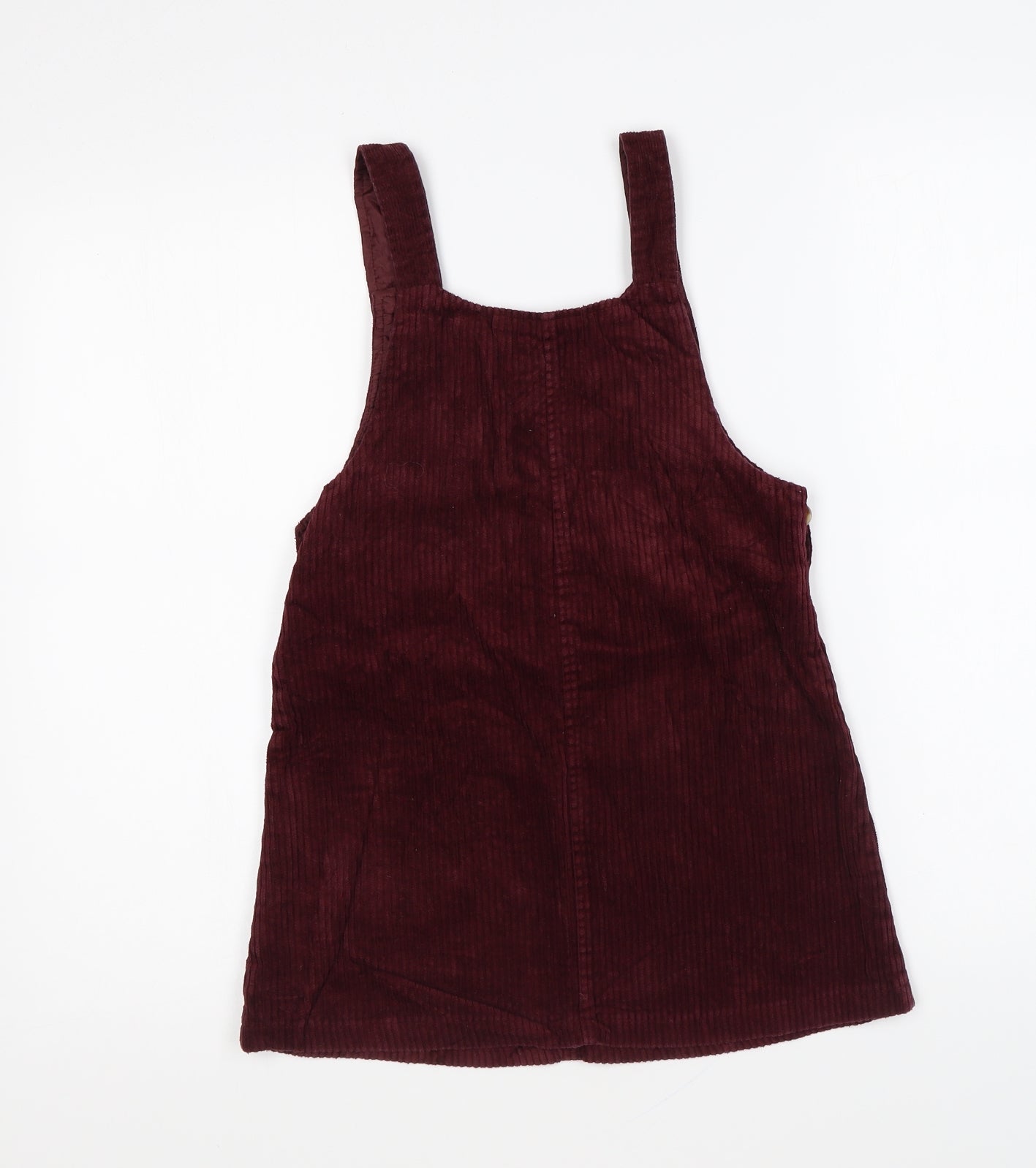 Nutmeg Girls Purple Cotton Pinafore/Dungaree Dress Size 8-9 Years Square Neck Button