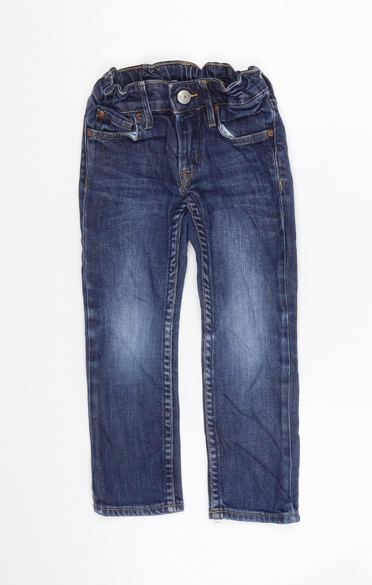 H&M Boys Blue Cotton Skinny Jeans Size 2-3 Years Regular Snap