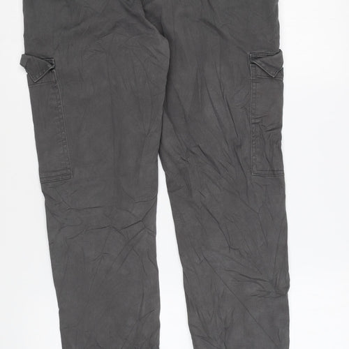 ASOS Mens Grey Cotton Cargo Trousers Size 32 in L32 in Regular Button