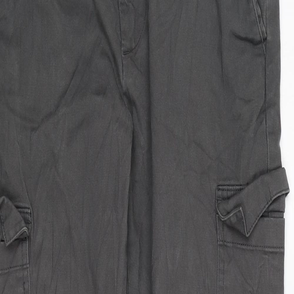 ASOS Mens Grey Cotton Cargo Trousers Size 32 in L32 in Regular Button
