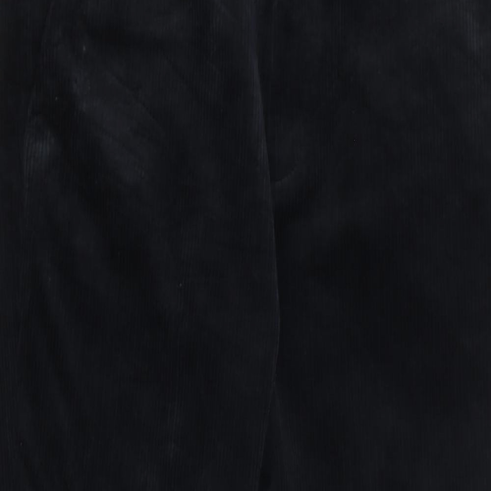 Marks and Spencer Mens Black Cotton Trousers Size 36 in L31 in Regular Zip