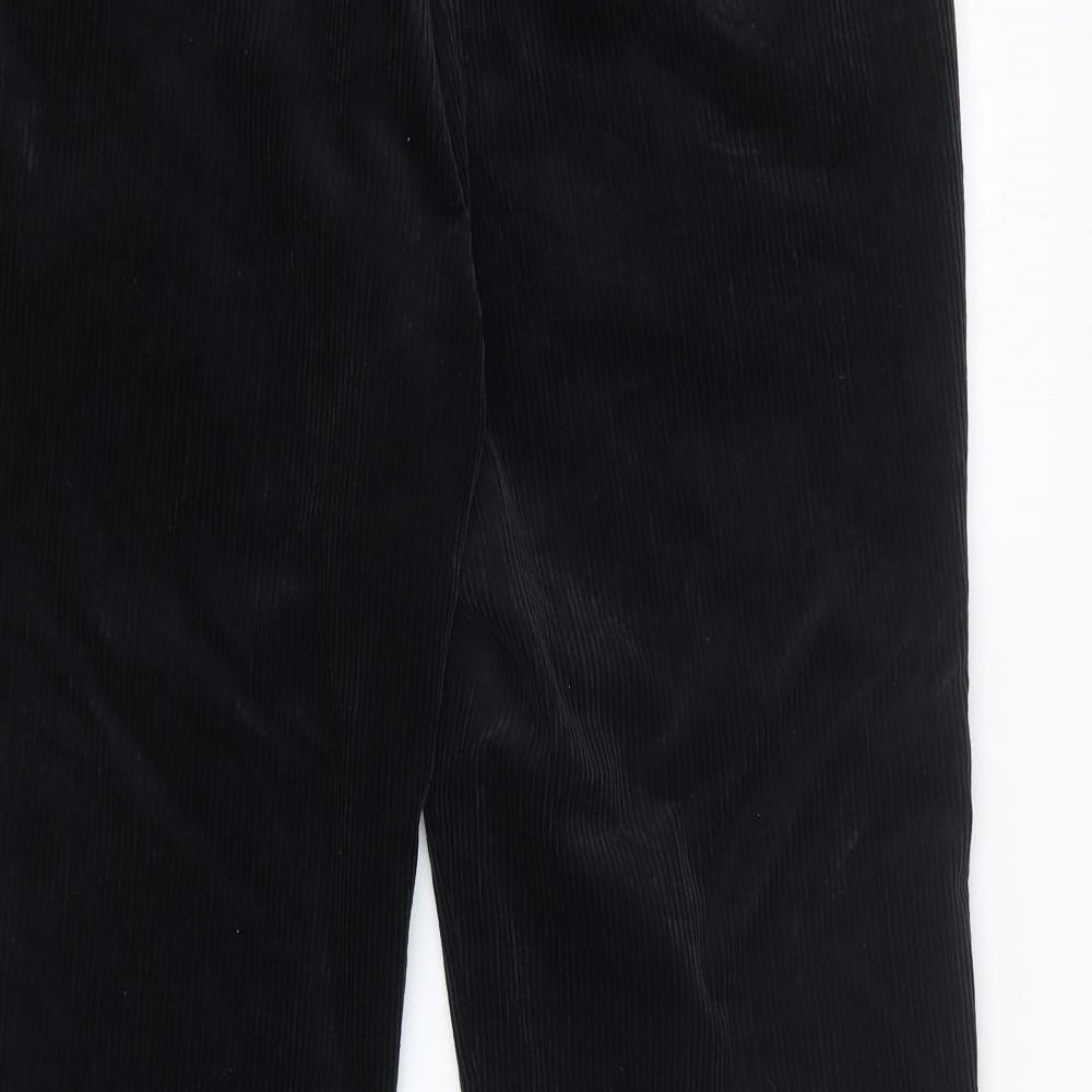 Marks and Spencer Mens Black Cotton Trousers Size 36 in L31 in Regular Zip