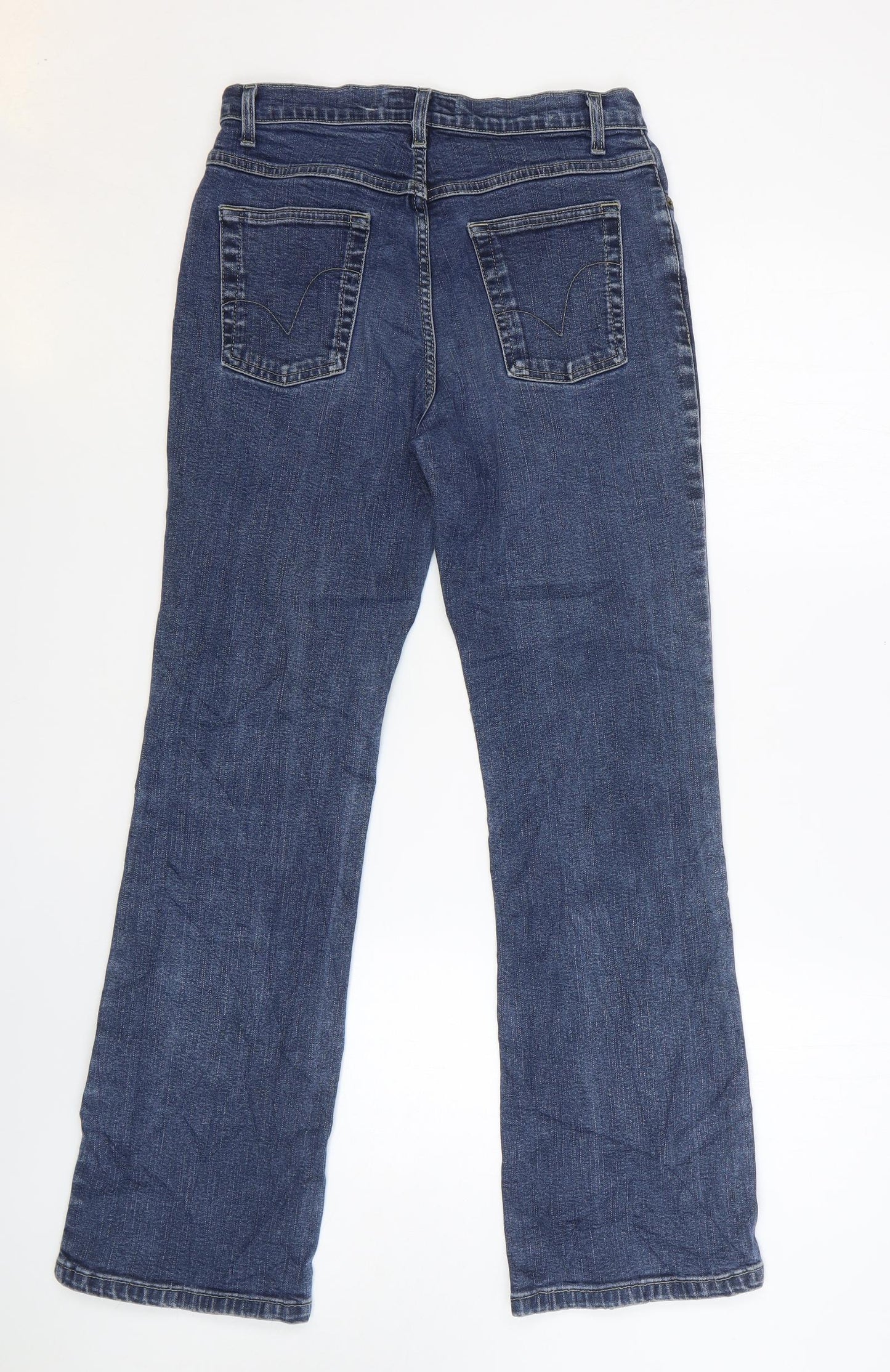 Per Una Womens Blue Cotton Bootcut Jeans Size 12 L30 in Regular Zip