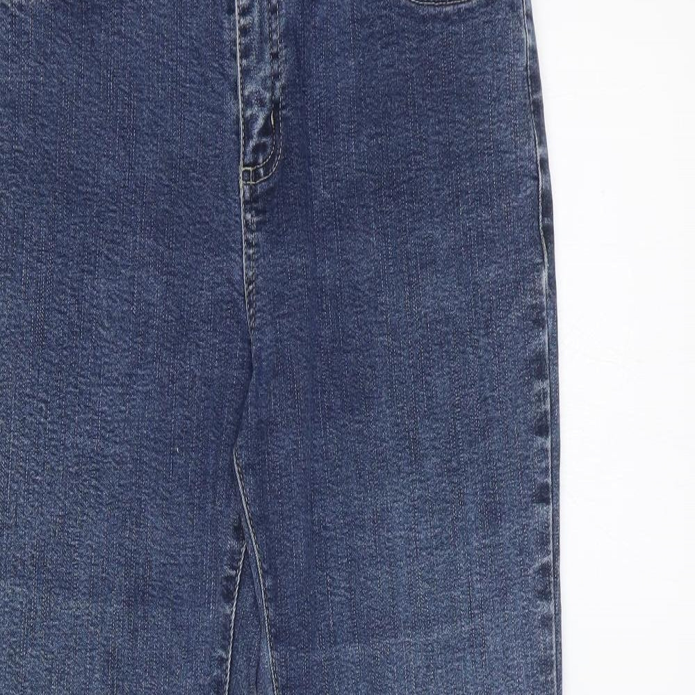 Per Una Womens Blue Cotton Bootcut Jeans Size 12 L30 in Regular Zip