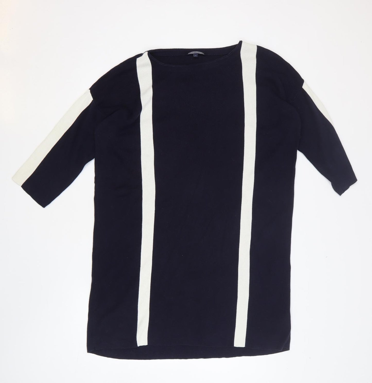 Tommy Hilfiger Mens Blue Round Neck Striped Wool Pullover Jumper Size XL