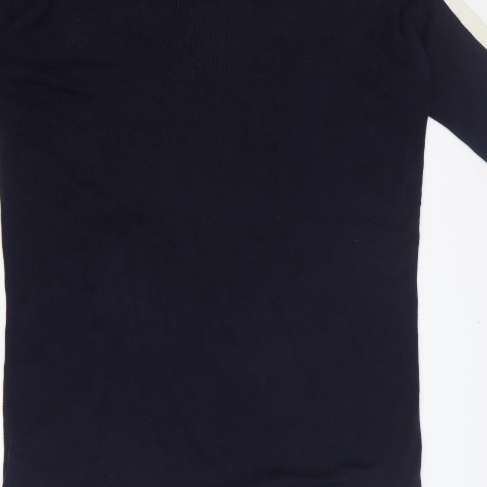 Tommy Hilfiger Mens Blue Round Neck Striped Wool Pullover Jumper Size XL