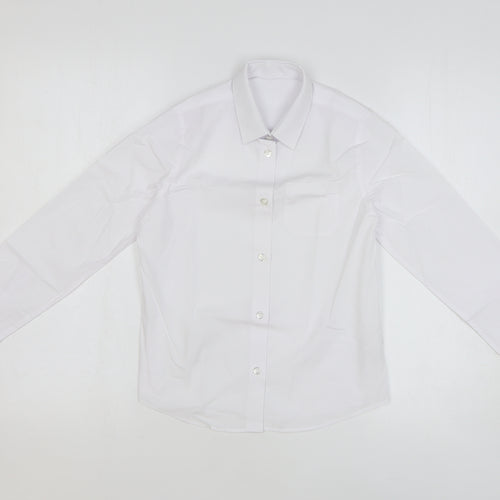 F&F Girls White Polyester Basic Button-Up Size 8-9 Years Collared Button - School Wear