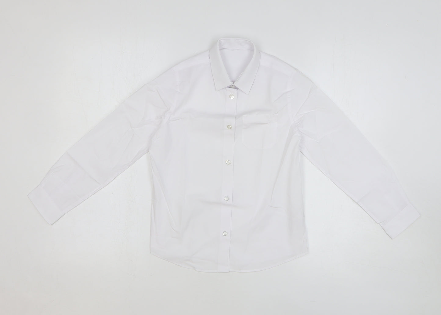F&F Girls White Polyester Basic Button-Up Size 8-9 Years Collared Button - School Wear