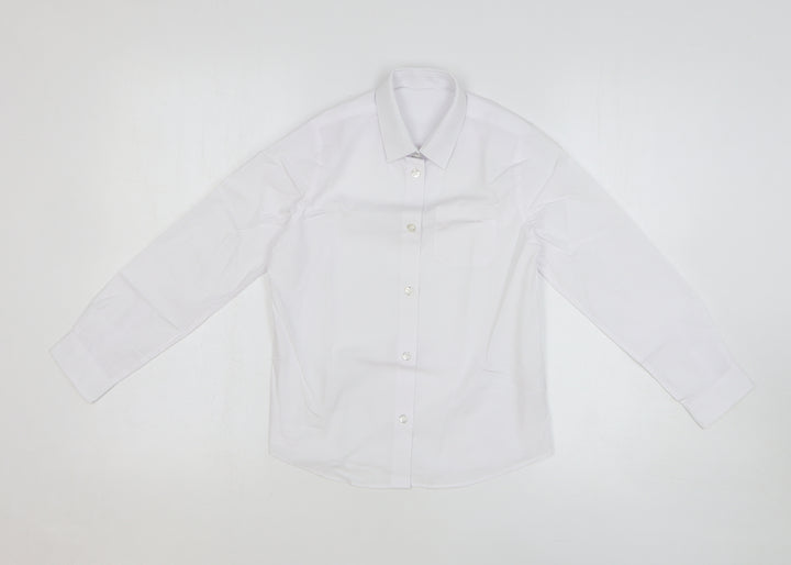 F&F Girls White Polyester Basic Button-Up Size 8-9 Years Collared Button - School Wear