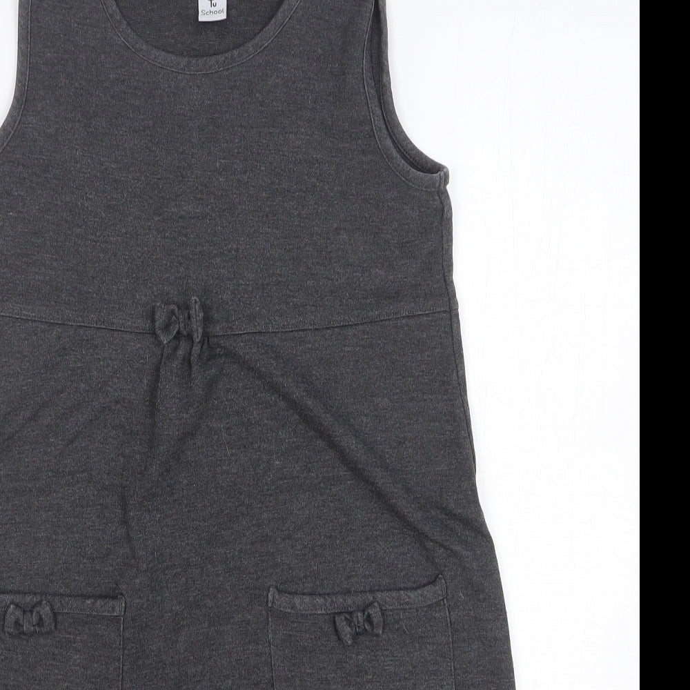 TU Girls Grey Polyester Shift Size 10-11 Years Round Neck
