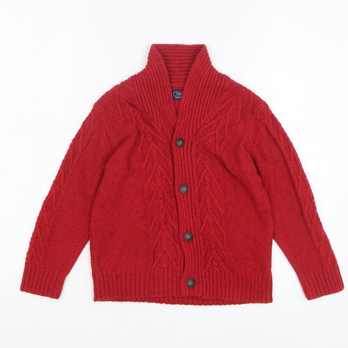 NEXT Girls Red V-Neck Acrylic Cardigan Jumper Size 4-5 Years Button