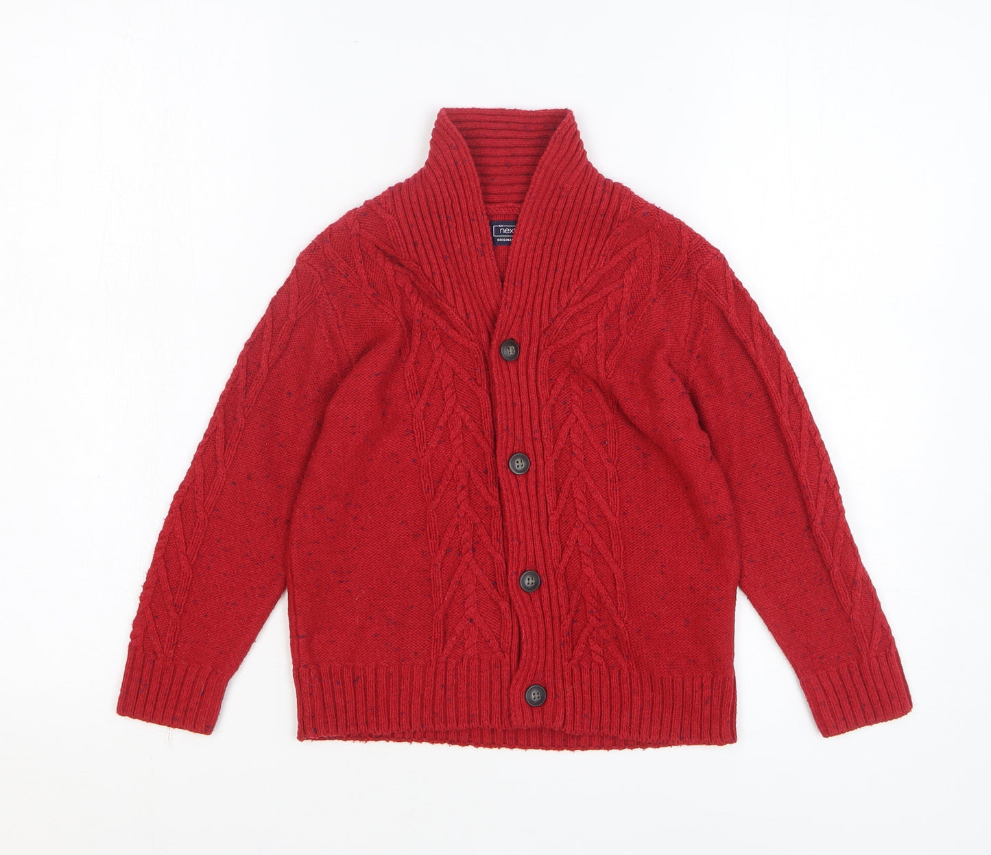 NEXT Girls Red V-Neck Acrylic Cardigan Jumper Size 4-5 Years Button