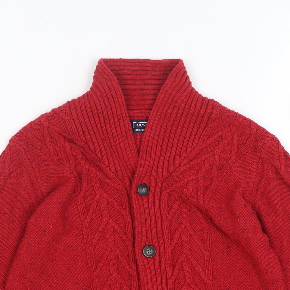 NEXT Girls Red V-Neck Acrylic Cardigan Jumper Size 4-5 Years Button