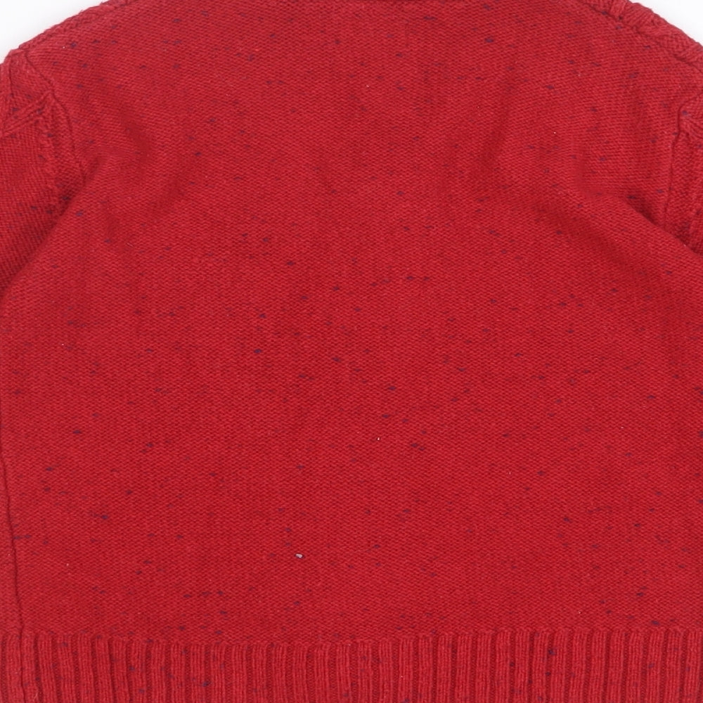 NEXT Girls Red V-Neck Acrylic Cardigan Jumper Size 4-5 Years Button
