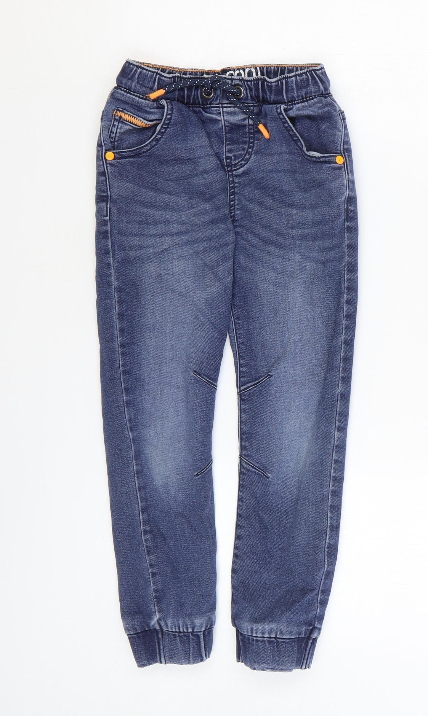 F&F Boys Blue Cotton Skinny Jeans Size 5-6 Years Regular Drawstring