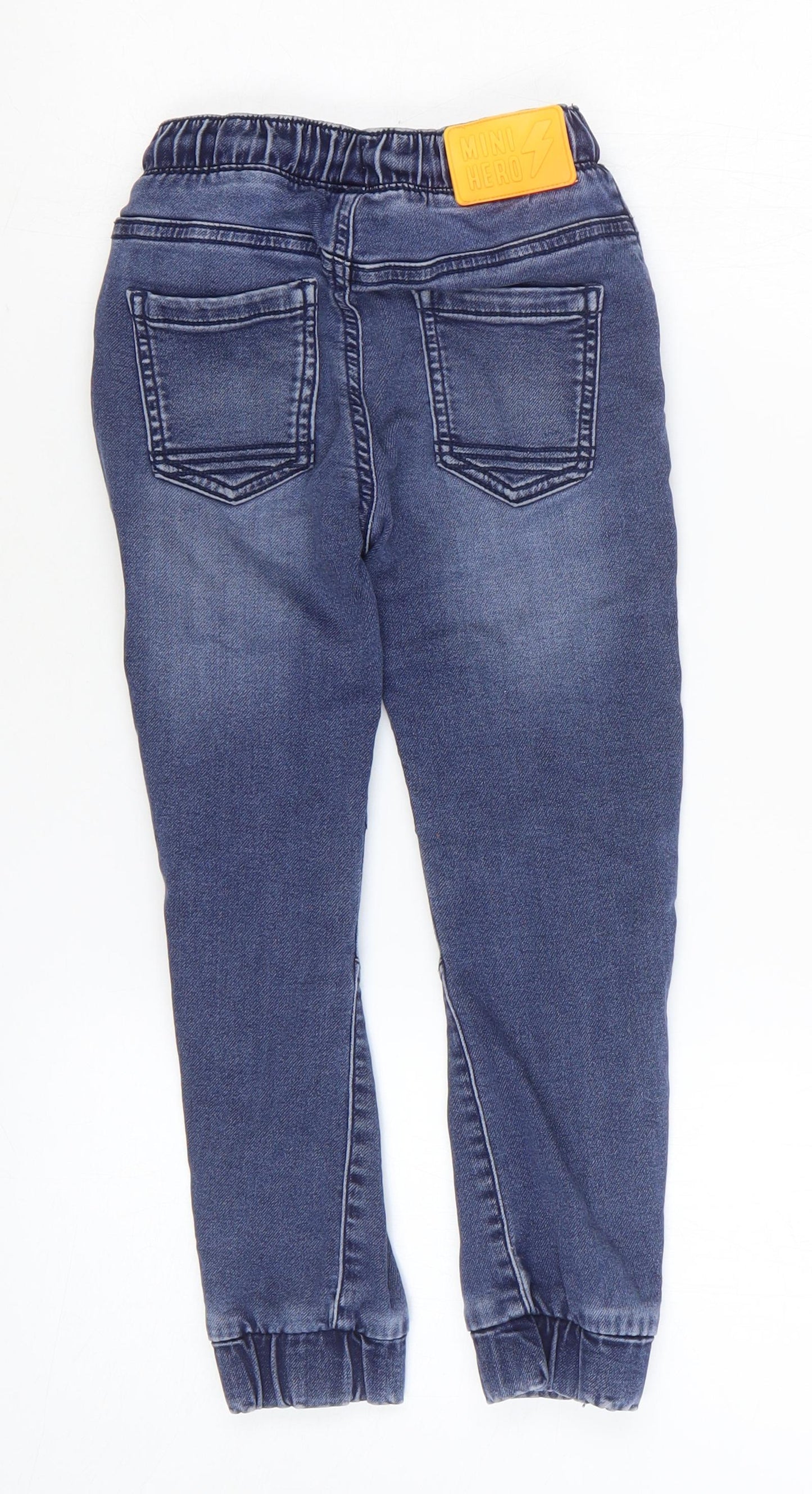 F&F Boys Blue Cotton Skinny Jeans Size 5-6 Years Regular Drawstring