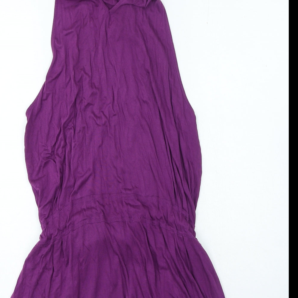 NEXT Womens Purple Viscose T-Shirt Dress Size 16 Halter Tie