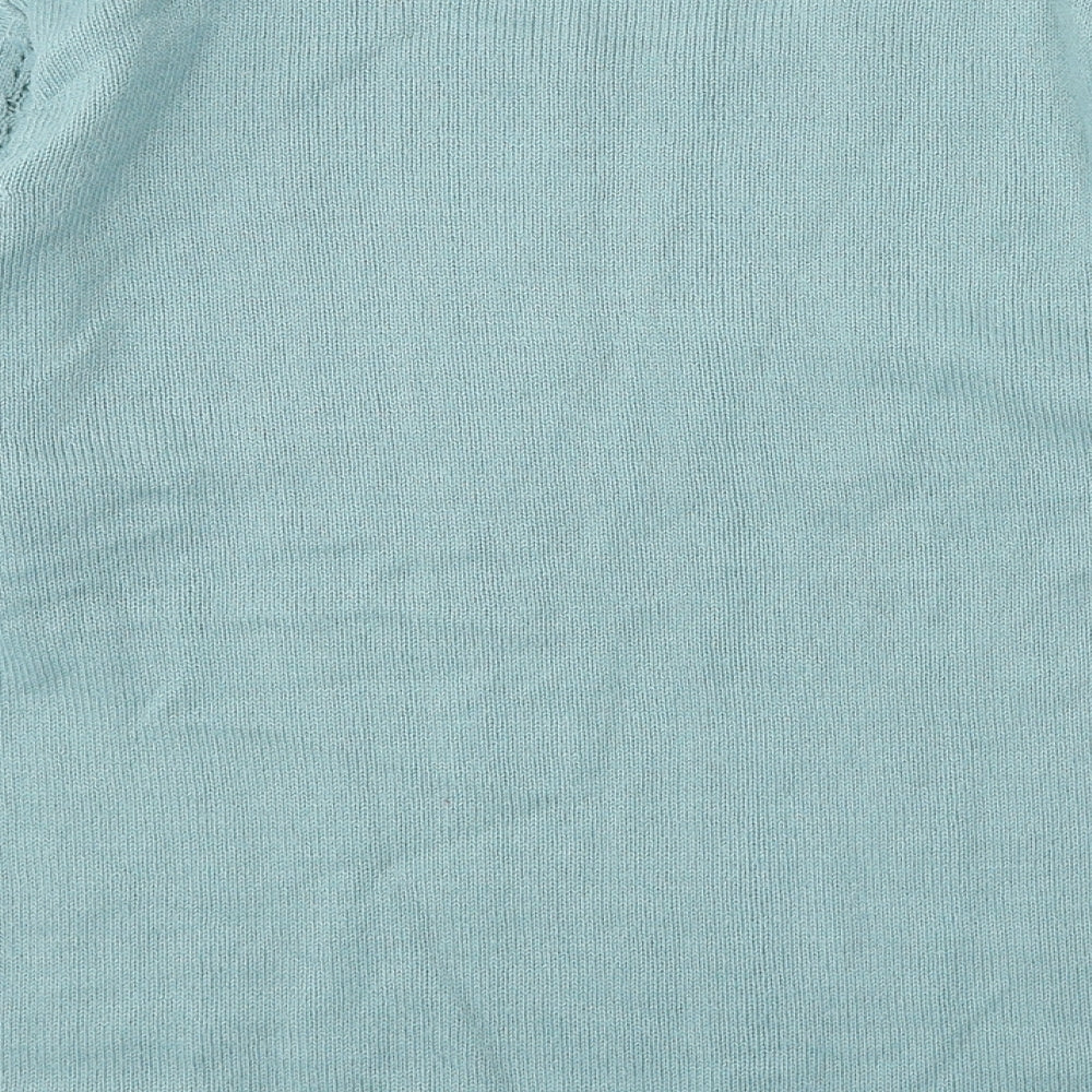 Isle Essentials Womens Blue Round Neck Acrylic Pullover Jumper Size M