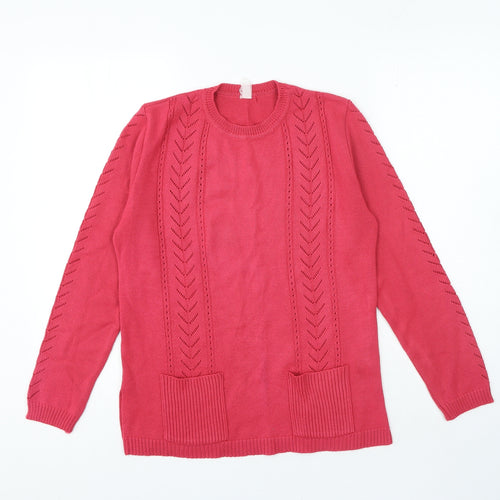 Preworn Womens Pink Crew Neck Acrylic Pullover Jumper Size M