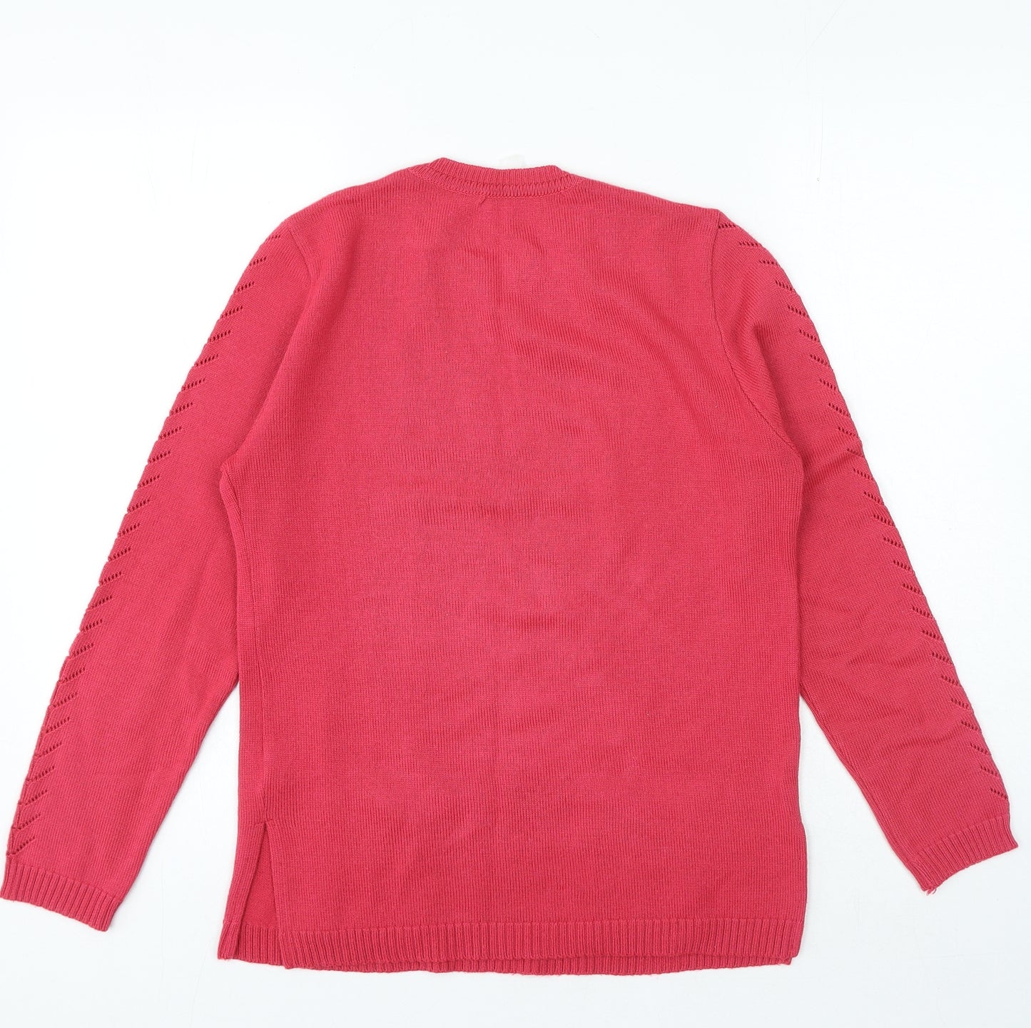 Preworn Womens Pink Crew Neck Acrylic Pullover Jumper Size M