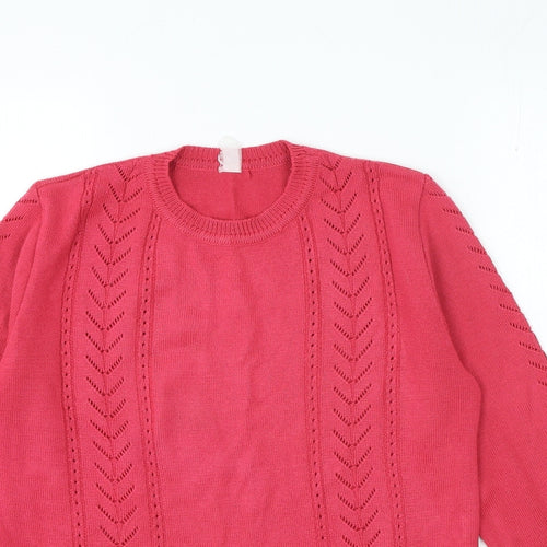 Preworn Womens Pink Crew Neck Acrylic Pullover Jumper Size M