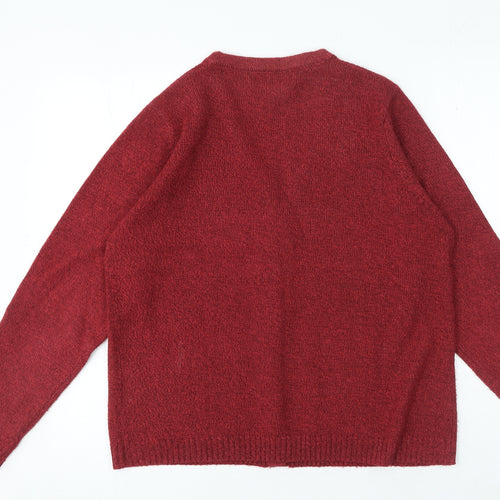 Honor Millburn Womens Red V-Neck Acrylic Cardigan Jumper Size M