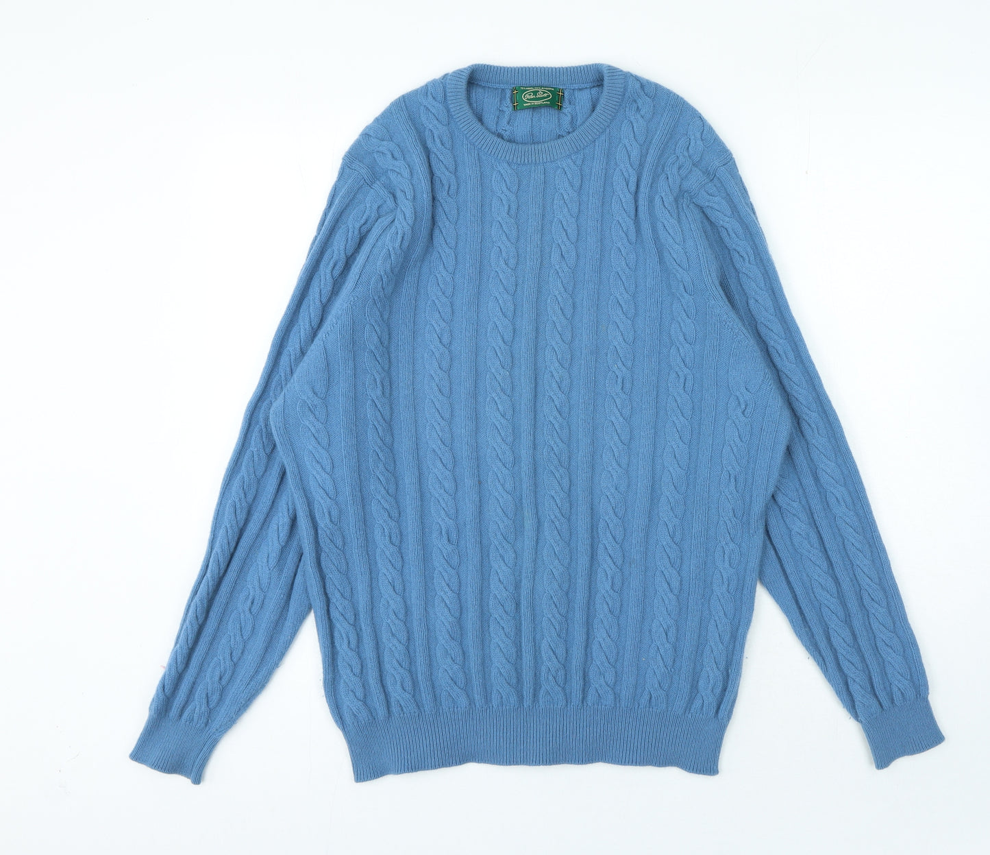 Peter Scott Mens Blue Crew Neck Wool Pullover Jumper Size M
