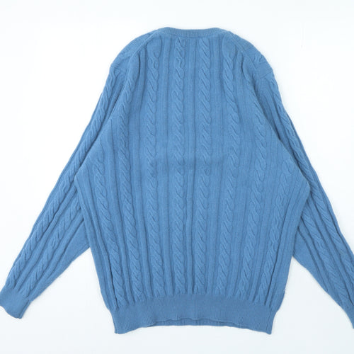 Peter Scott Mens Blue Crew Neck Wool Pullover Jumper Size M