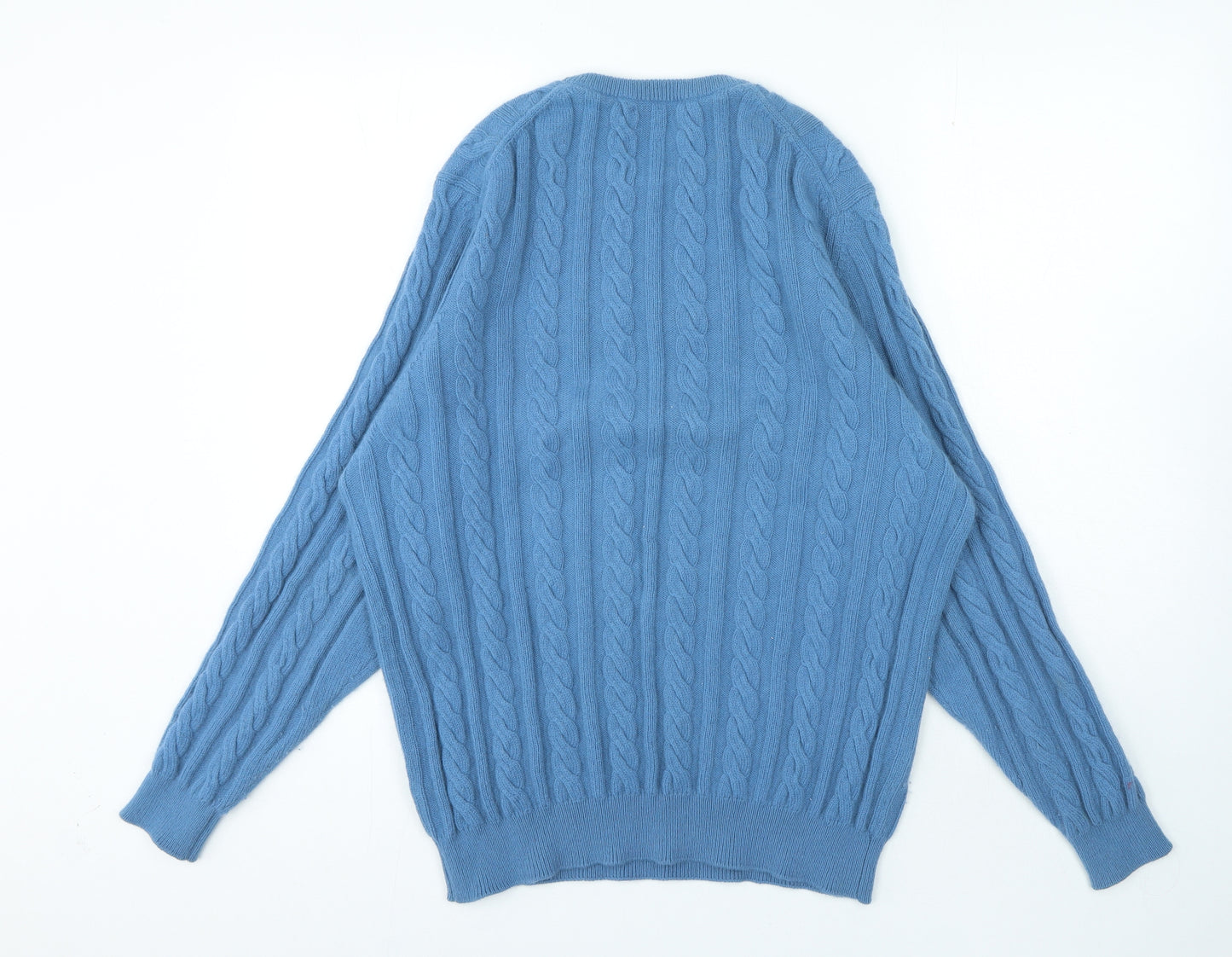Peter Scott Mens Blue Crew Neck Wool Pullover Jumper Size M