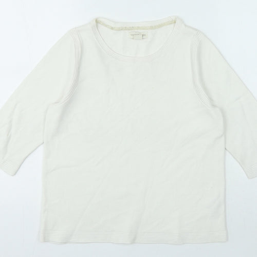 Monsoon Womens White Crew Neck Viscose Pullover Jumper Size 12