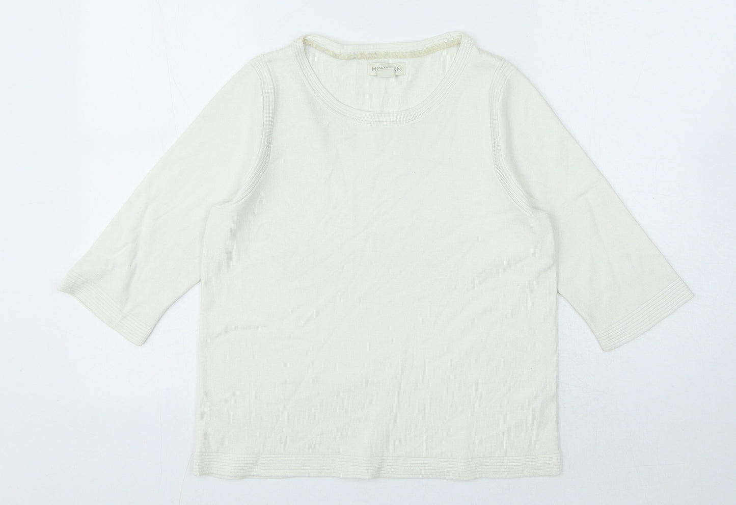 Monsoon Womens White Crew Neck Viscose Pullover Jumper Size 12