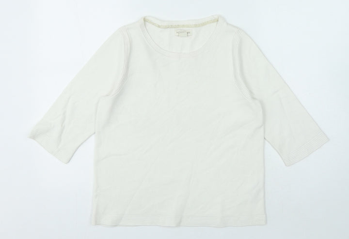 Monsoon Womens White Crew Neck Viscose Pullover Jumper Size 12