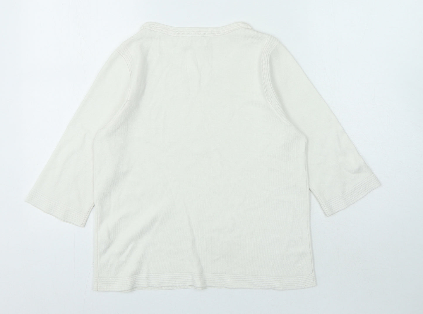 Monsoon Womens White Crew Neck Viscose Pullover Jumper Size 12