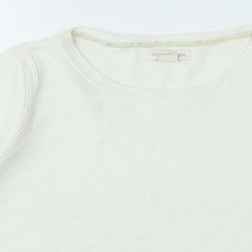 Monsoon Womens White Crew Neck Viscose Pullover Jumper Size 12