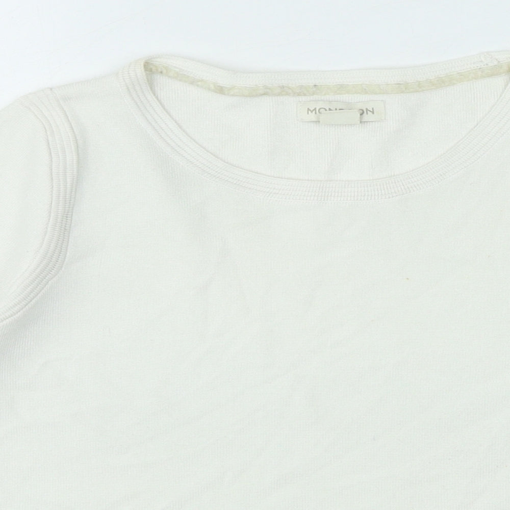Monsoon Womens White Crew Neck Viscose Pullover Jumper Size 12