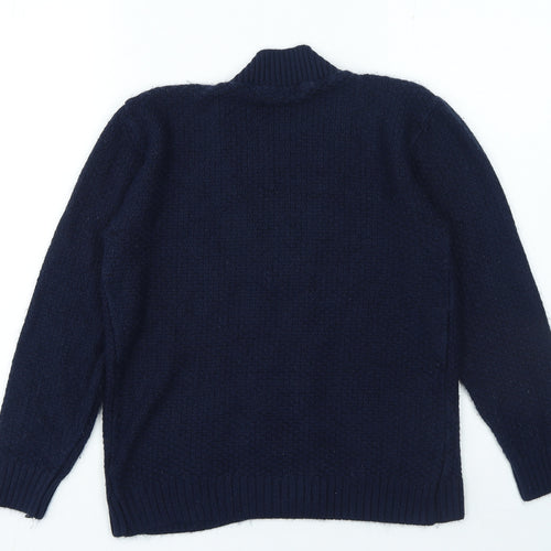 Fashion Alert Womens Blue V-Neck Acrylic Cardigan Jumper Size S