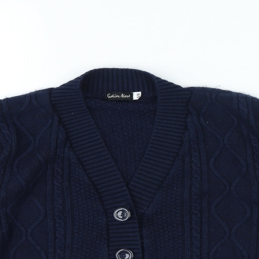Fashion Alert Womens Blue V-Neck Acrylic Cardigan Jumper Size S