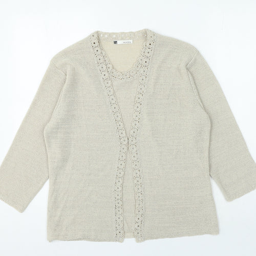 Viz a Viz` Womens Beige Crew Neck Viscose Cardigan Jumper Size 16