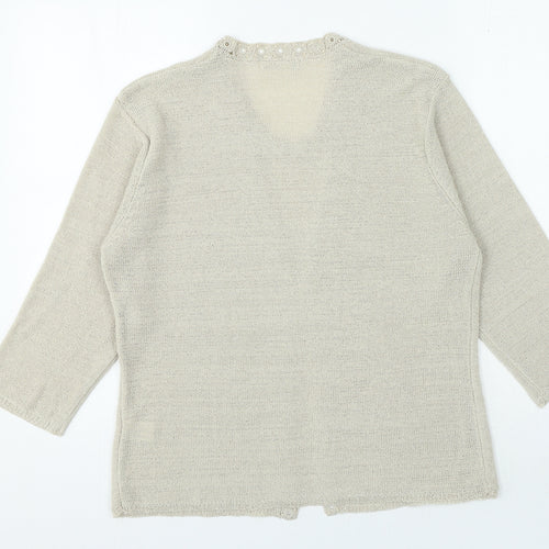 Viz a Viz` Womens Beige Crew Neck Viscose Cardigan Jumper Size 16