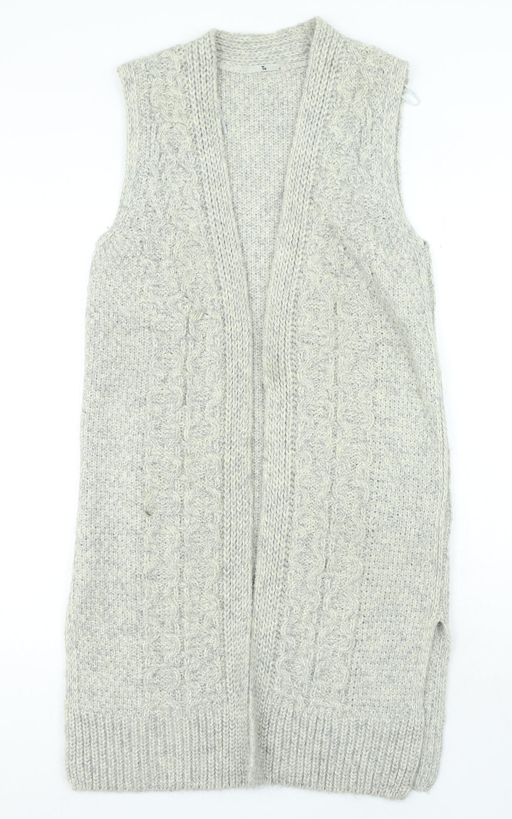 TU Womens Grey V-Neck Acrylic Cardigan Jumper Size M